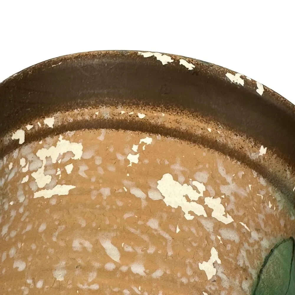 Vintage Etrurian Art Pottery Vase‎ Matte Finish Floral Antique Rare Brown White